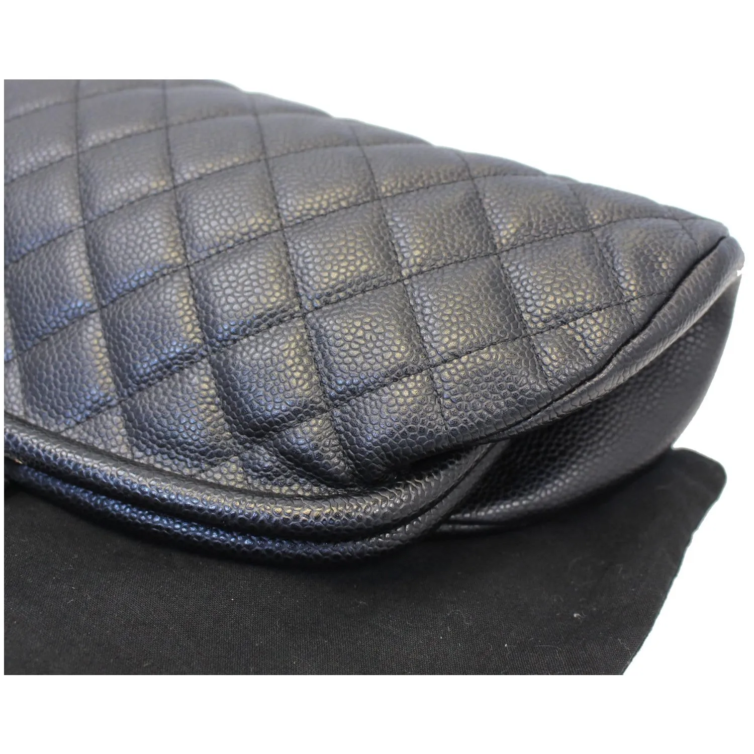 CHANEL Timeless Caviar Quilted Leather Clutch Black