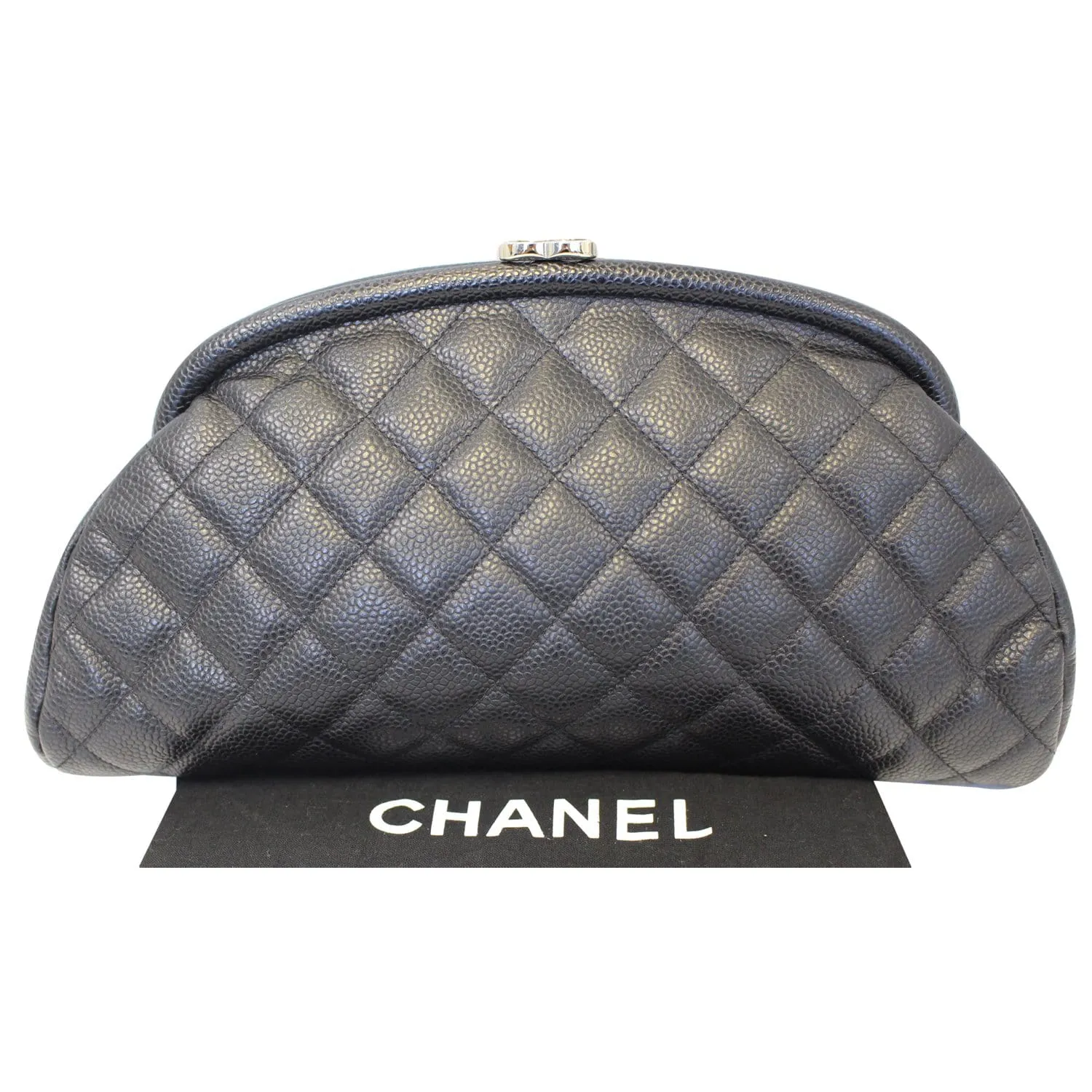 CHANEL Timeless Caviar Quilted Leather Clutch Black
