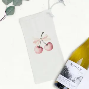 Cherries with a Bow - Valentine's Day Canvas Wine Bag