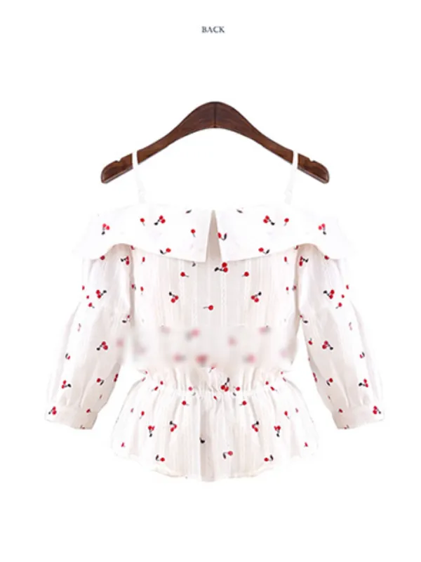 cherry cutie off-the-shoulder top