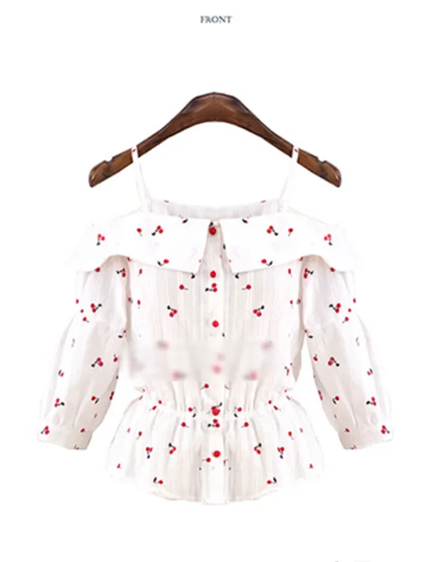cherry cutie off-the-shoulder top