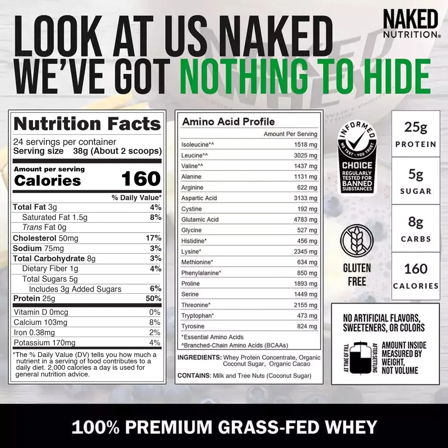 Chocolate Whey Protein Powder 2LB | Naked Whey - 2LB