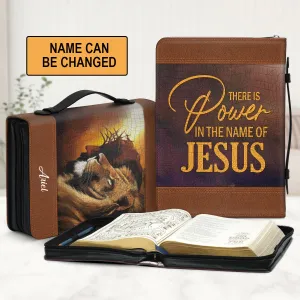 Christianart Bible Cover - There Is Power In The Name Of Jesus - Personalized Gifts for Pastor - Personalized Bible Cover For Men - CABBBCV21060324.