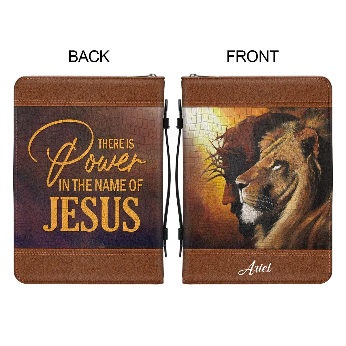 Christianart Bible Cover - There Is Power In The Name Of Jesus - Personalized Gifts for Pastor - Personalized Bible Cover For Men - CABBBCV21060324.