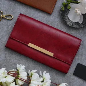 Classy Leather Customized 3 Fold Stylish Lady Wallet - Maroon