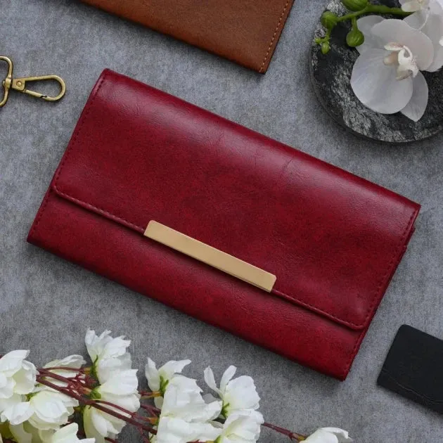 Classy Leather Customized 3 Fold Stylish Lady Wallet - Maroon