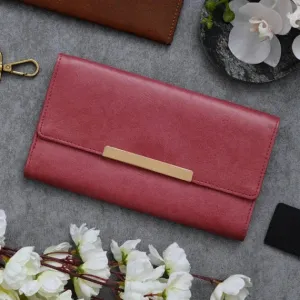 Classy Leather Customized 3 Fold Stylish Lady Wallet - Peach