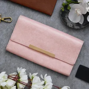 Classy Leather Customized 3 Fold Stylish Lady Wallet - Pink