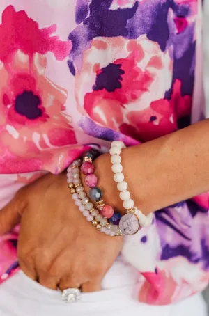 Colorful Clouds Stackable Bracelet Set- Purple, Pink & Cream