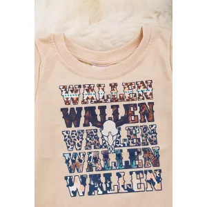 Cream Graphic Tee With Fringe.
