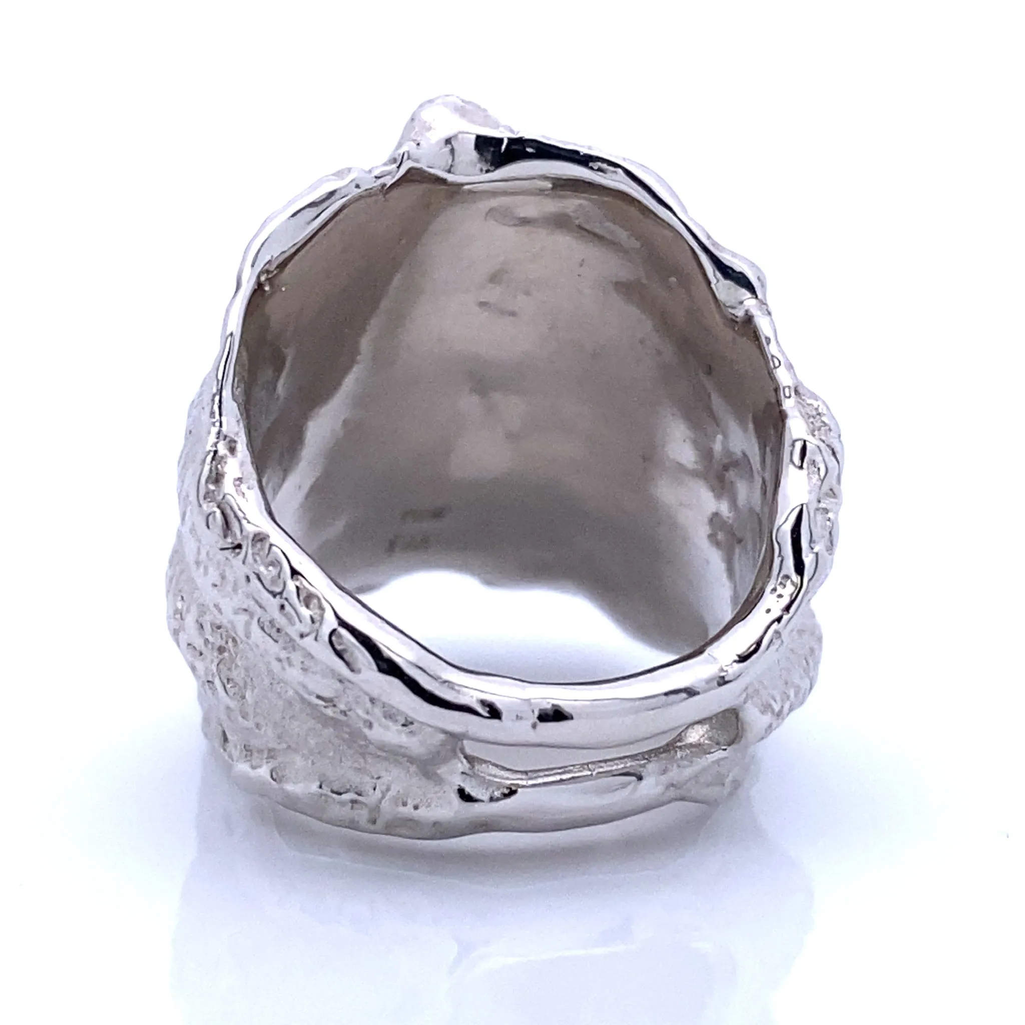Crumpled Linen Texture Wide Sterling Silver Band