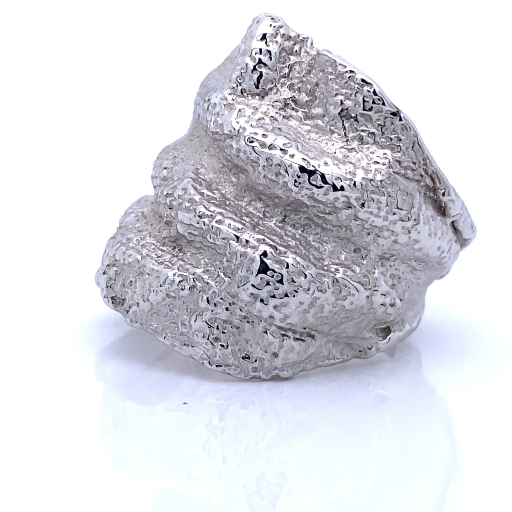 Crumpled Linen Texture Wide Sterling Silver Band