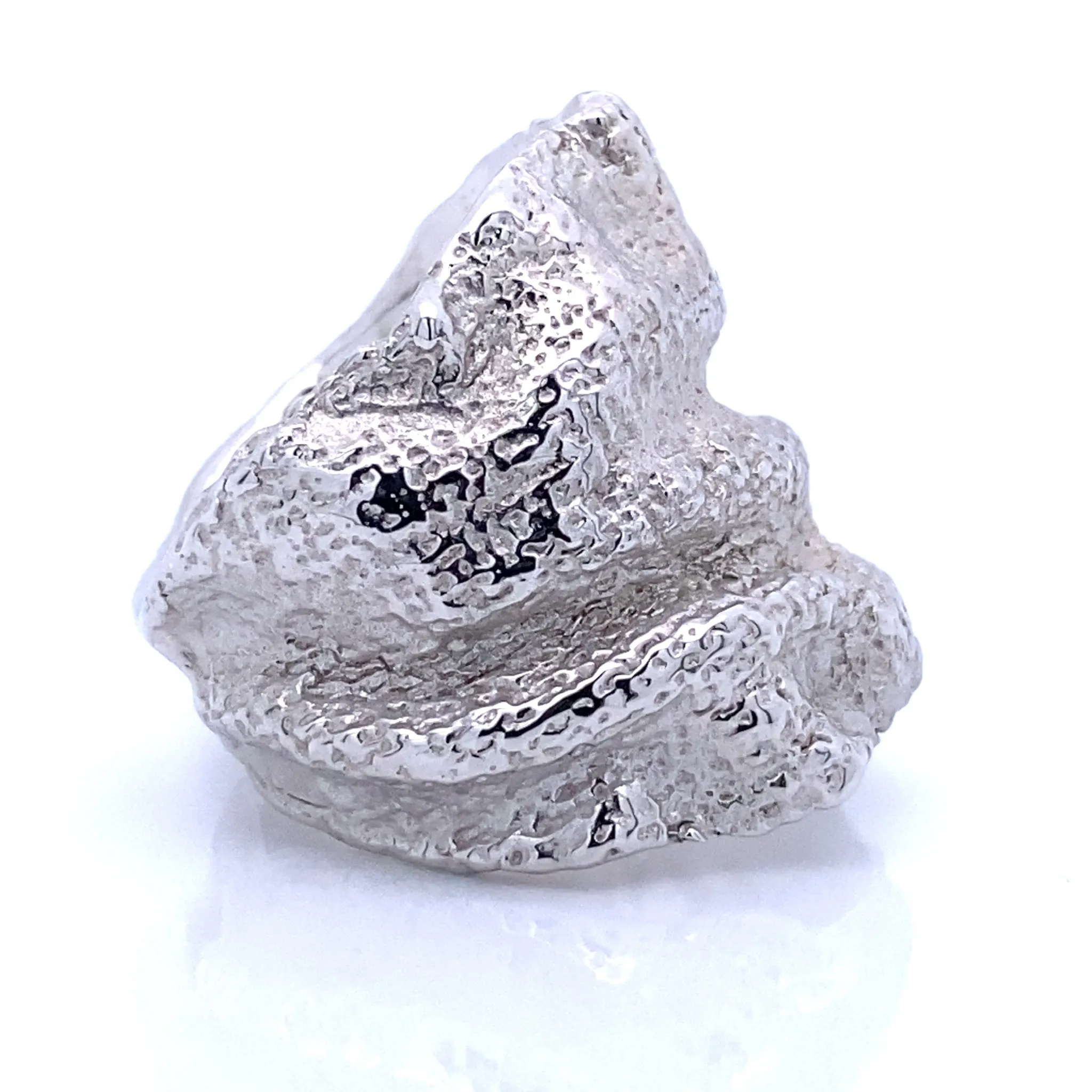Crumpled Linen Texture Wide Sterling Silver Band