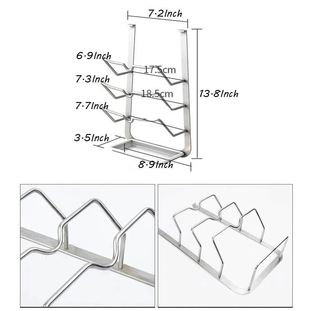 Ctystallove Wall Hanging Pot & Pan Lid Rack Metal Storage Holder Shelf for Kitchen Cooking Utensils Organizer with Draining Board