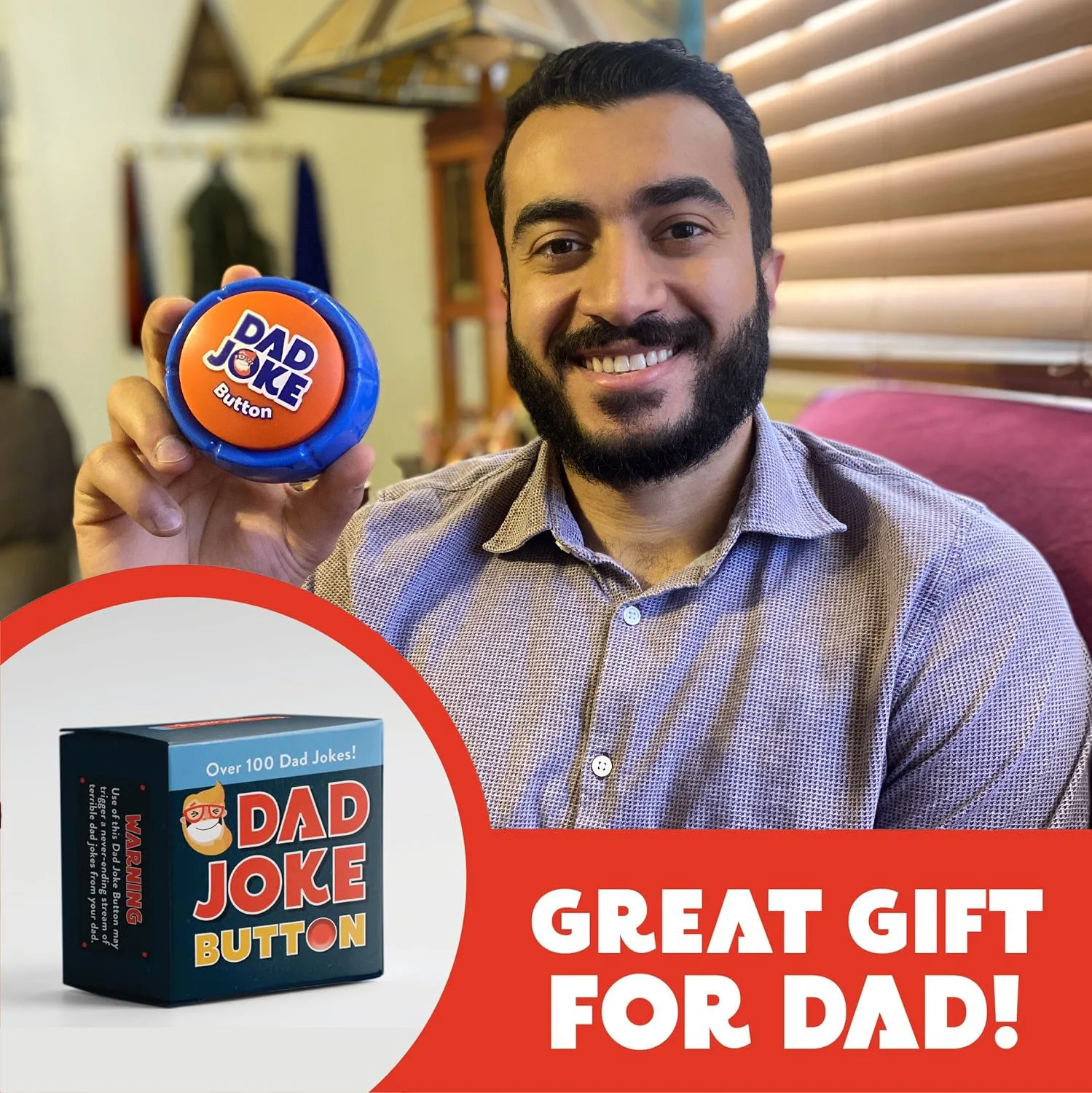 Dad Joke Button | 100  Corny Jokes, Funny Present for Dad
