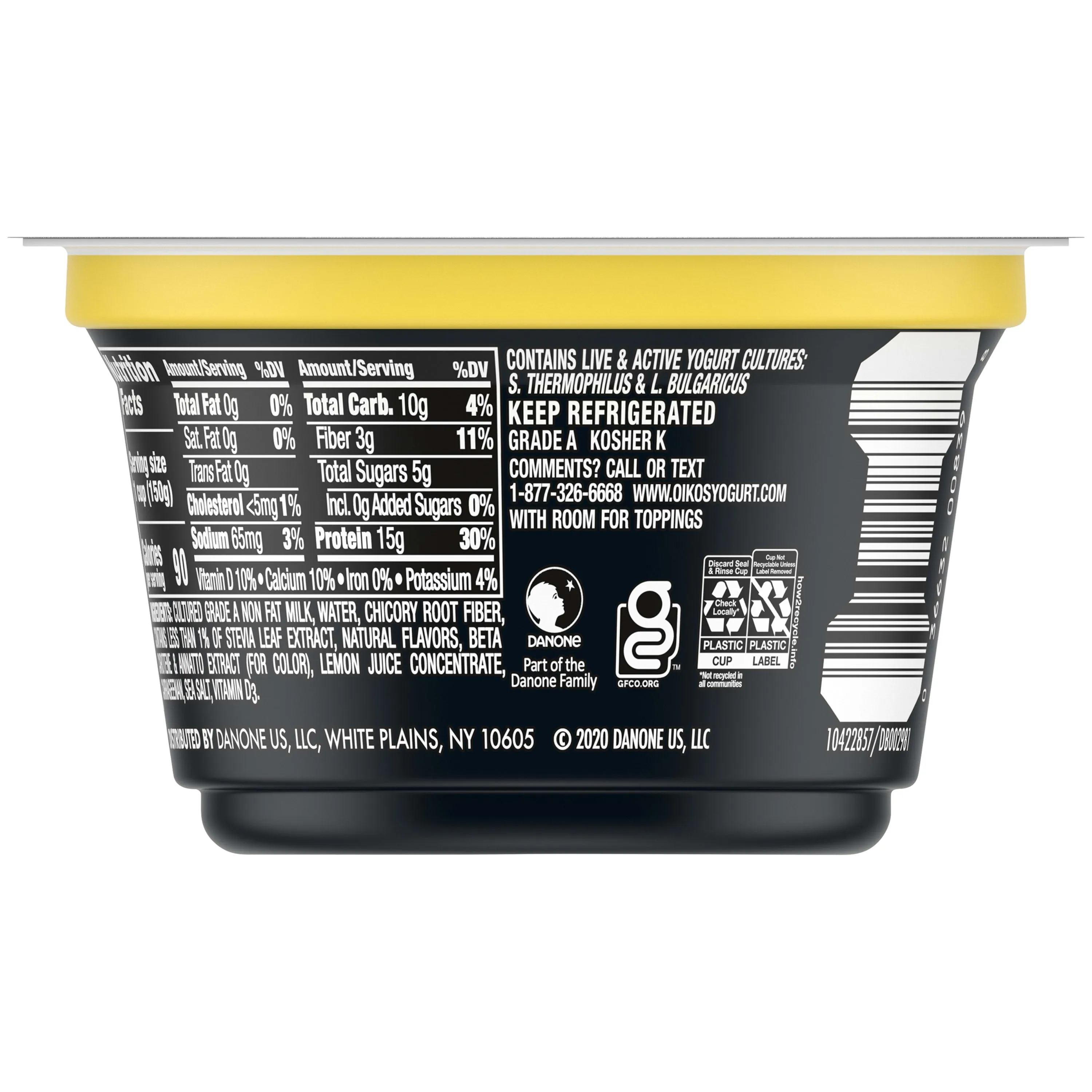 Dannon Oikos Triple Zero Banana Creme Yogurt 5.3oz