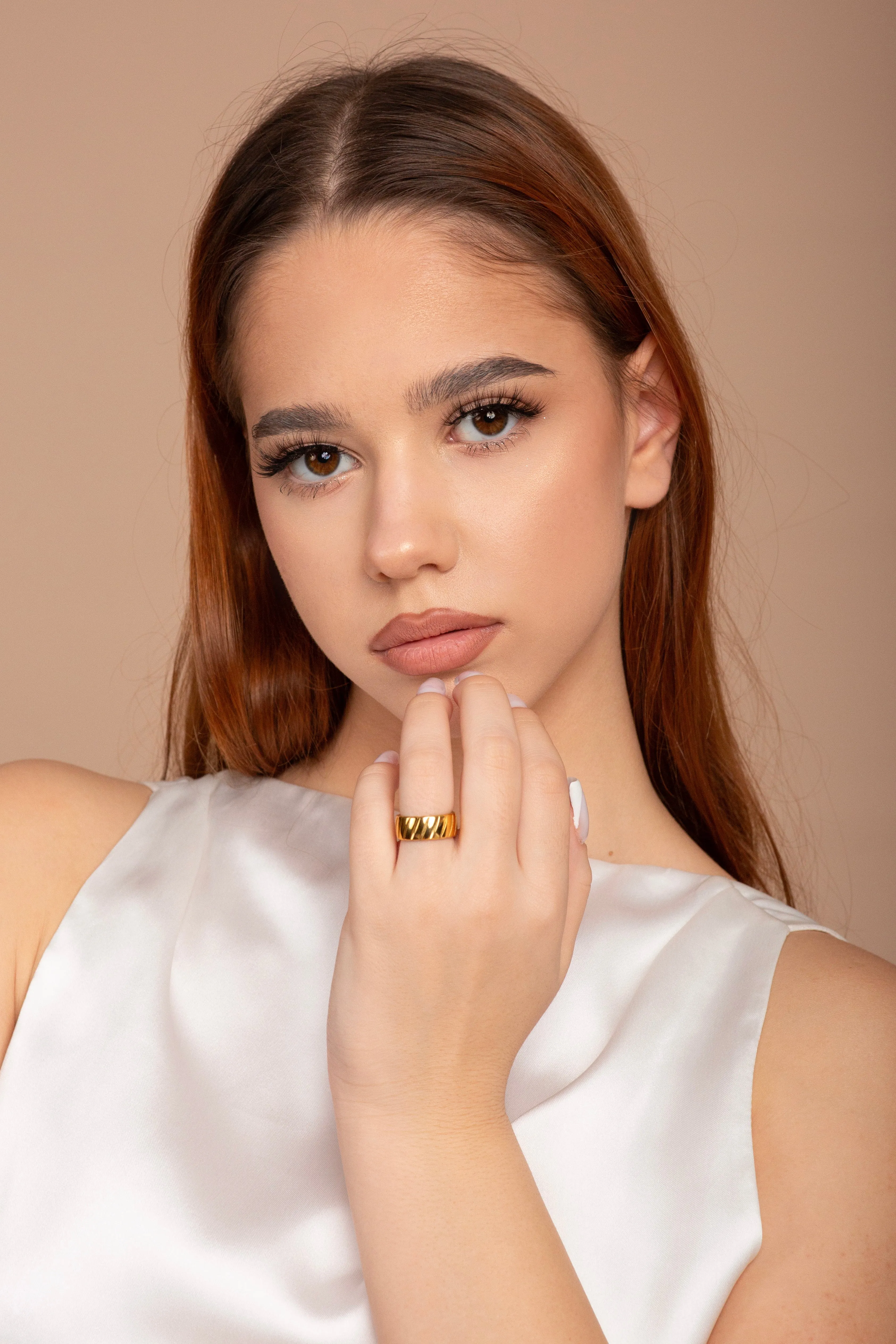 Demi Gold Ribbed Ring