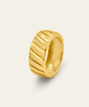 Demi Gold Ribbed Ring