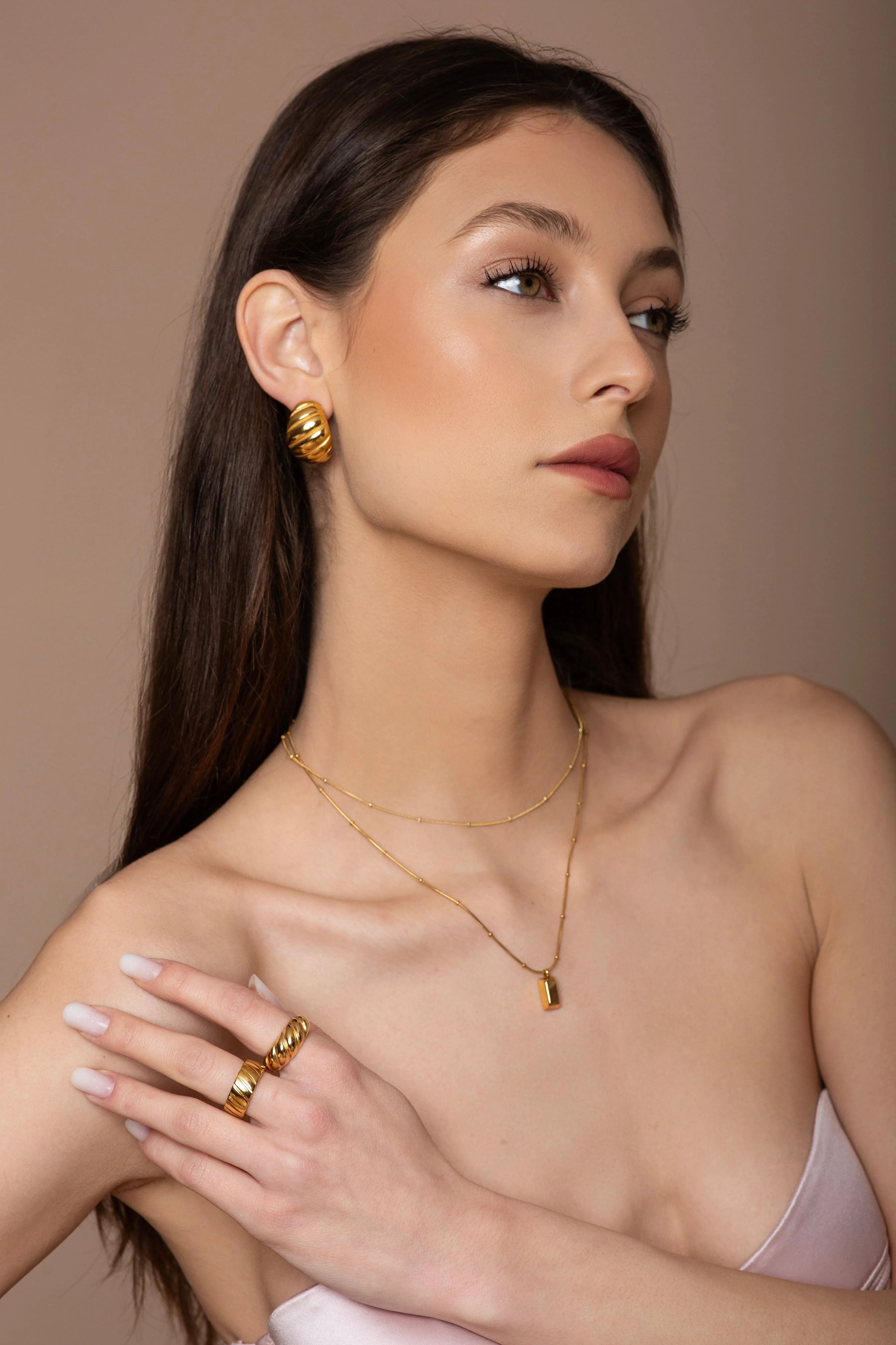 Demi Gold Ribbed Ring