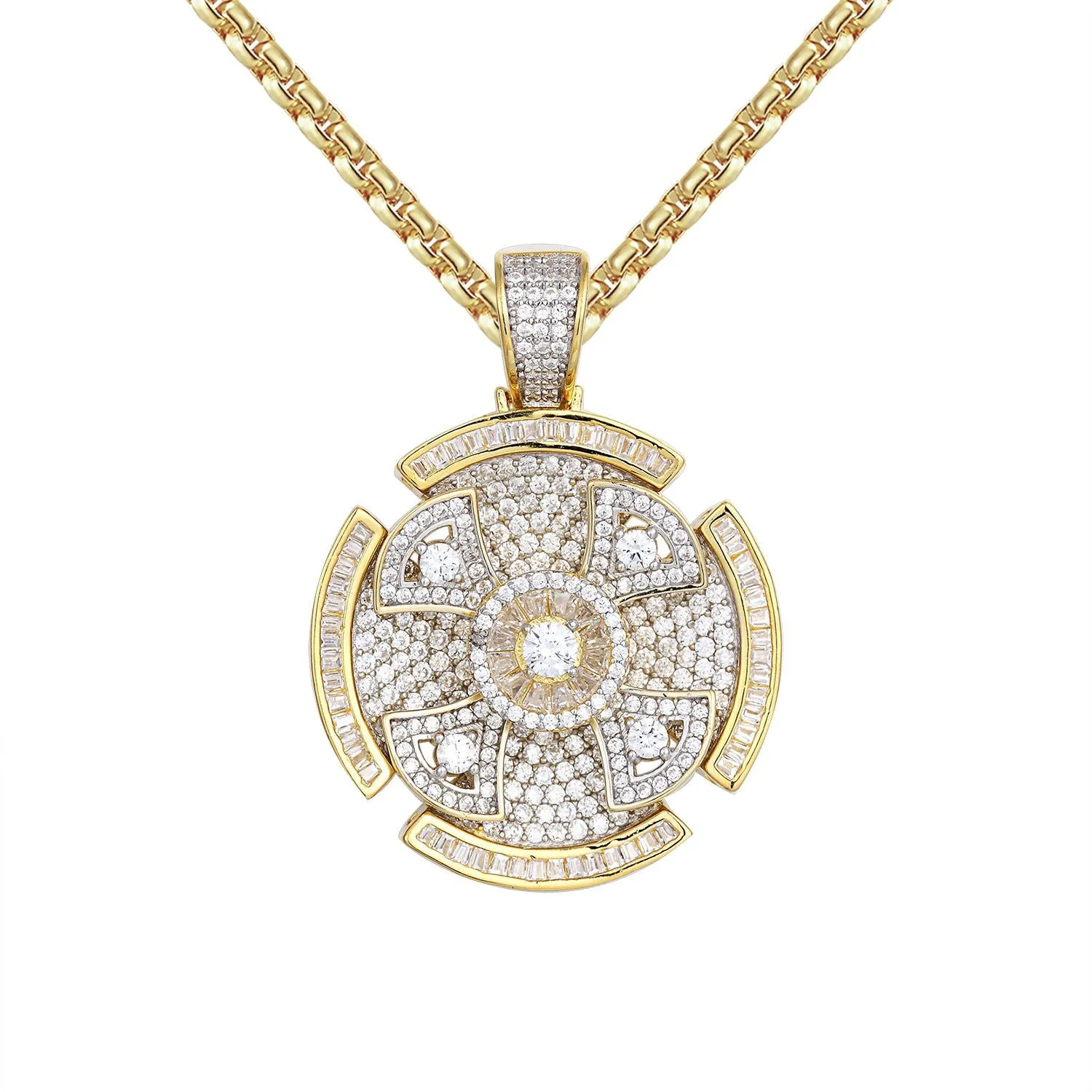 Designer Hip Hop Solitaire Cut  Spinner Pendant Chain