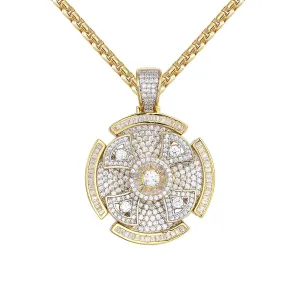 Designer Hip Hop Solitaire Cut  Spinner Pendant Chain