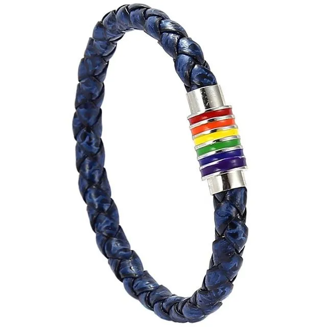 Distressed Woven Tumbler Pride Bracelet