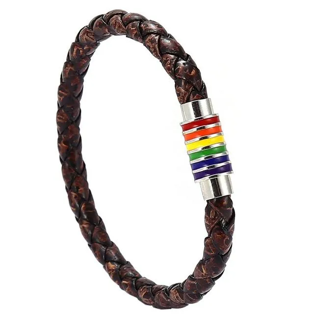 Distressed Woven Tumbler Pride Bracelet