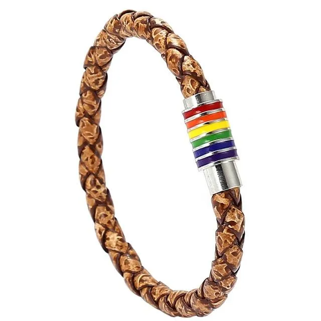 Distressed Woven Tumbler Pride Bracelet