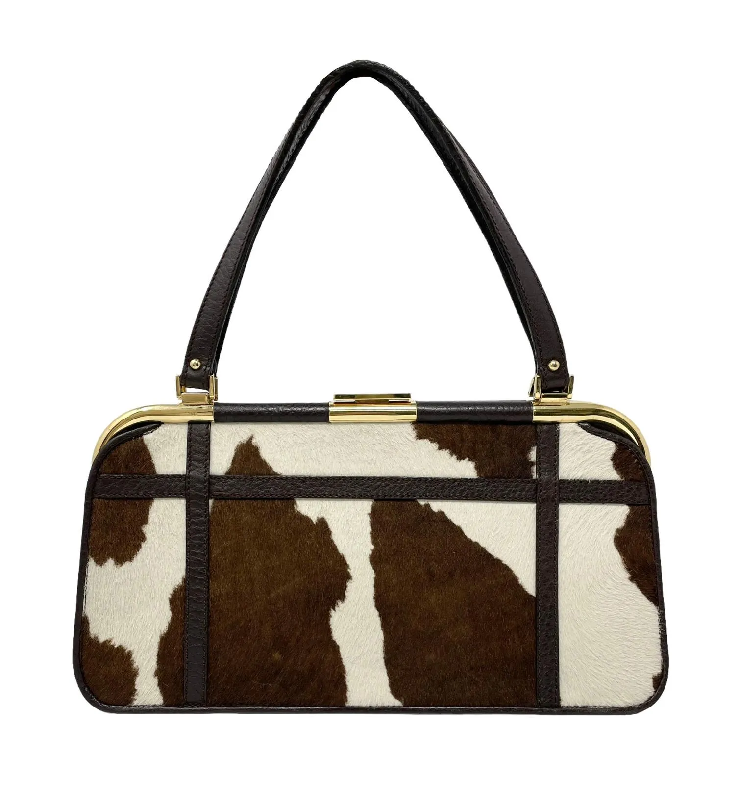 Dolce & Gabbana Brown Cow Print Top Handle Bag