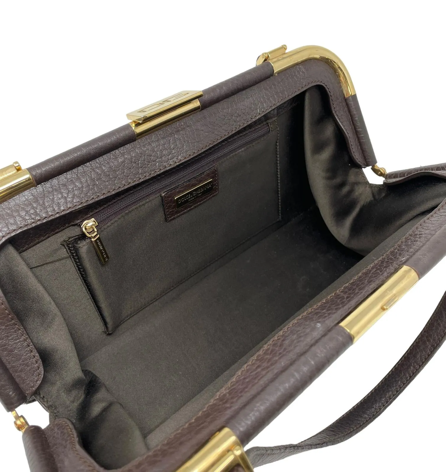 Dolce & Gabbana Brown Cow Print Top Handle Bag