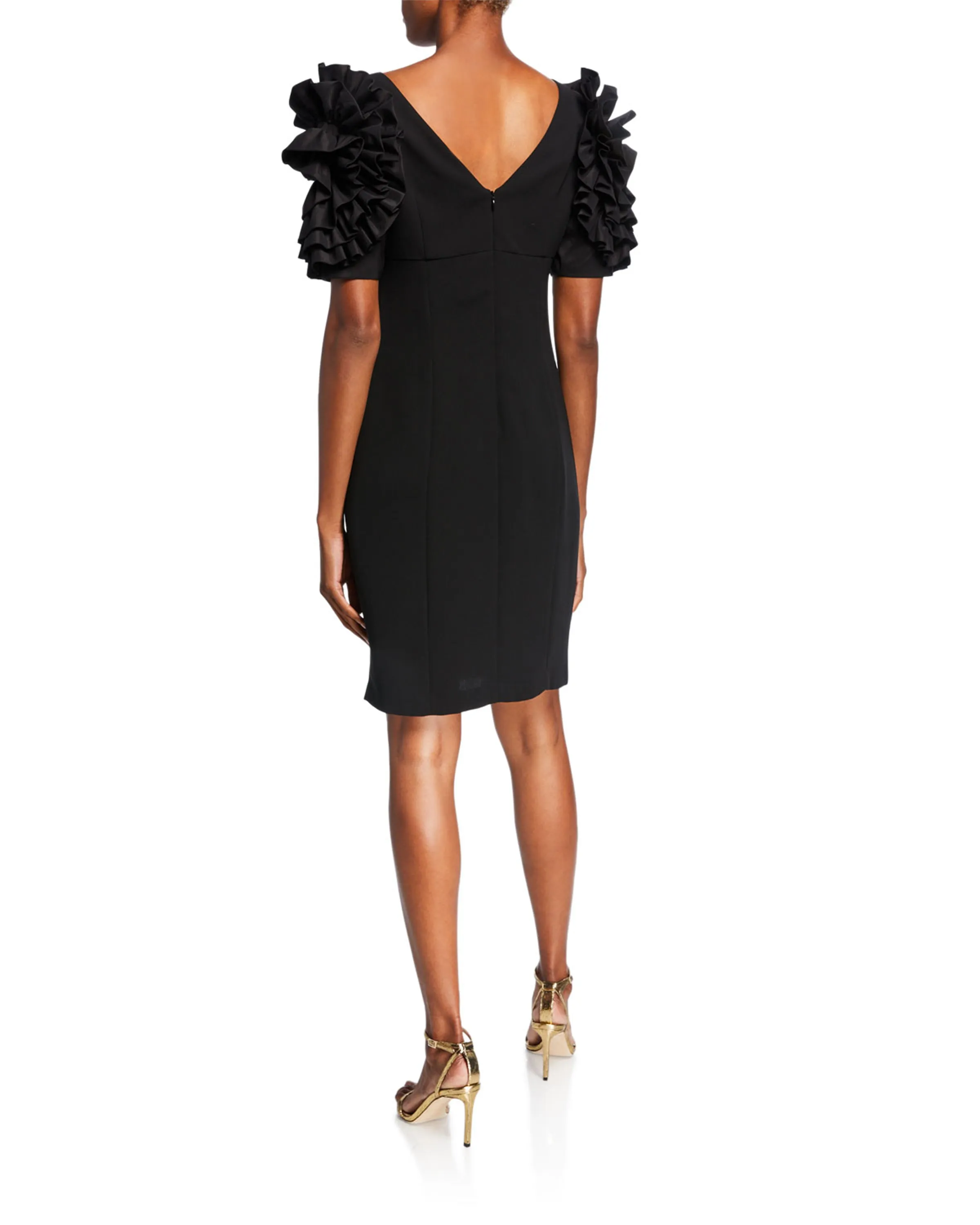 Dramatic Rosette Crepe Sheath Dress