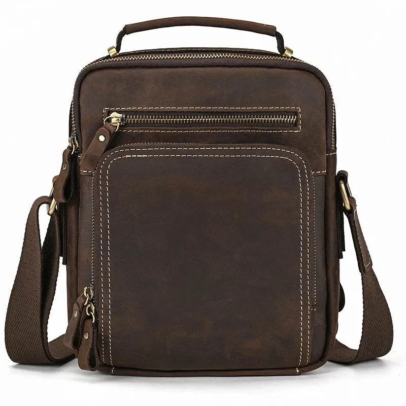 Durable Leather Messenger Crossbody Bag for Men