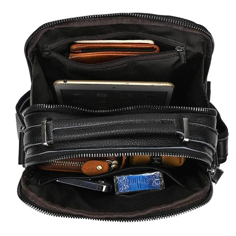 Durable Leather Messenger Crossbody Bag for Men
