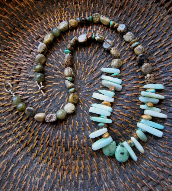 Earthy Brown Jasper, Turquoise and Amazonite Necklace