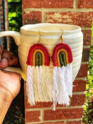 Earthy Rainbow Tassel Earrings