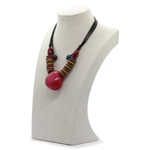 Earthy: Red Tagua Heart Pendant Necklace Set