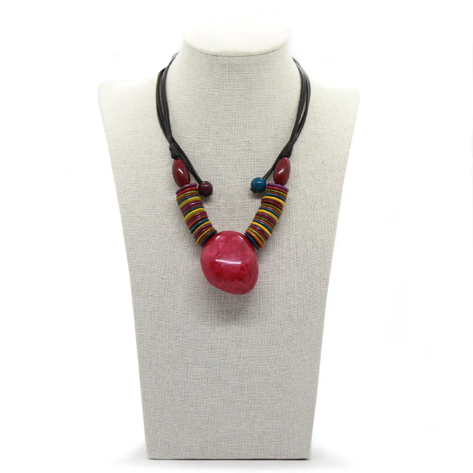 Earthy: Red Tagua Heart Pendant Necklace Set