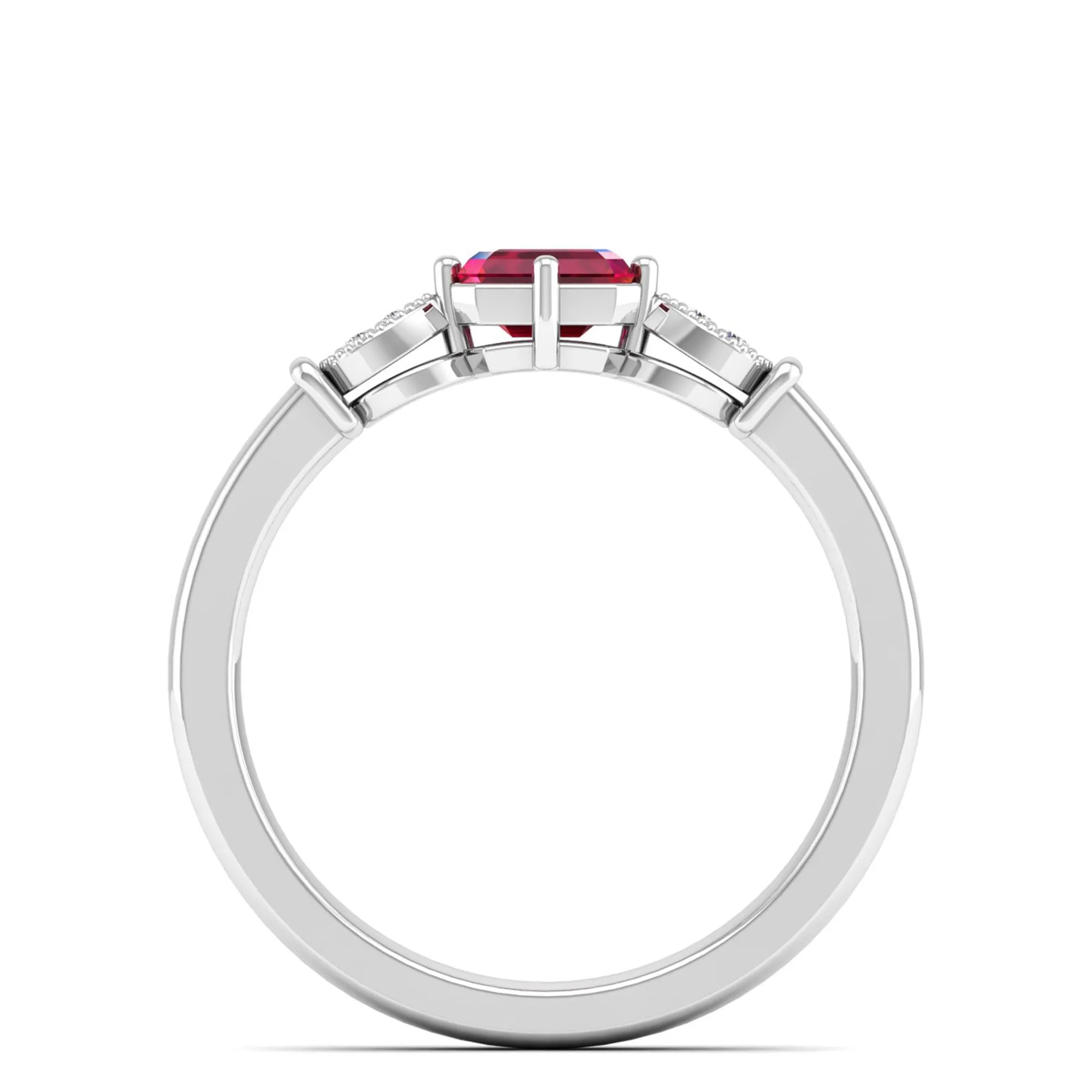 East-West Ruby and Filligree Diamond Ring