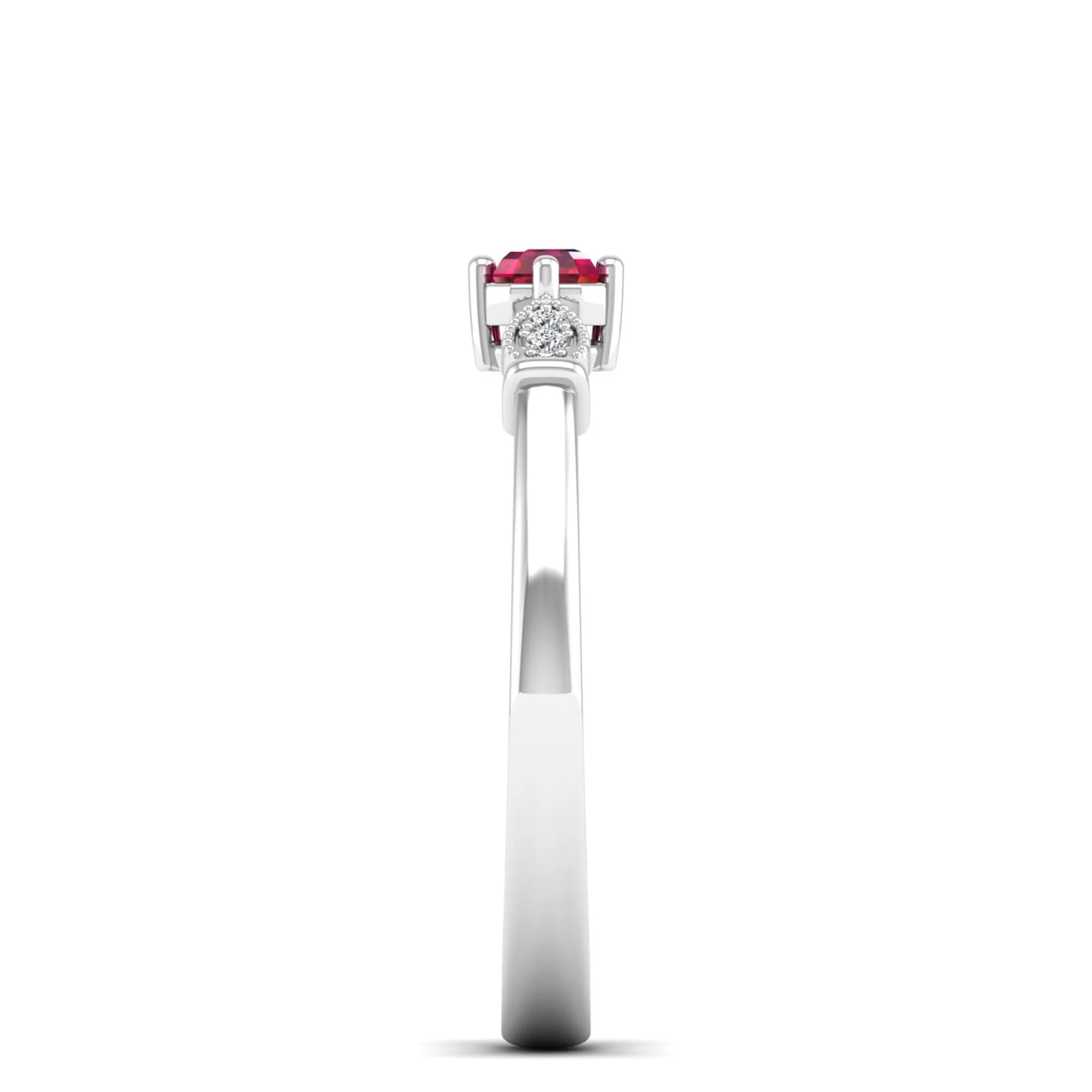 East-West Ruby and Filligree Diamond Ring