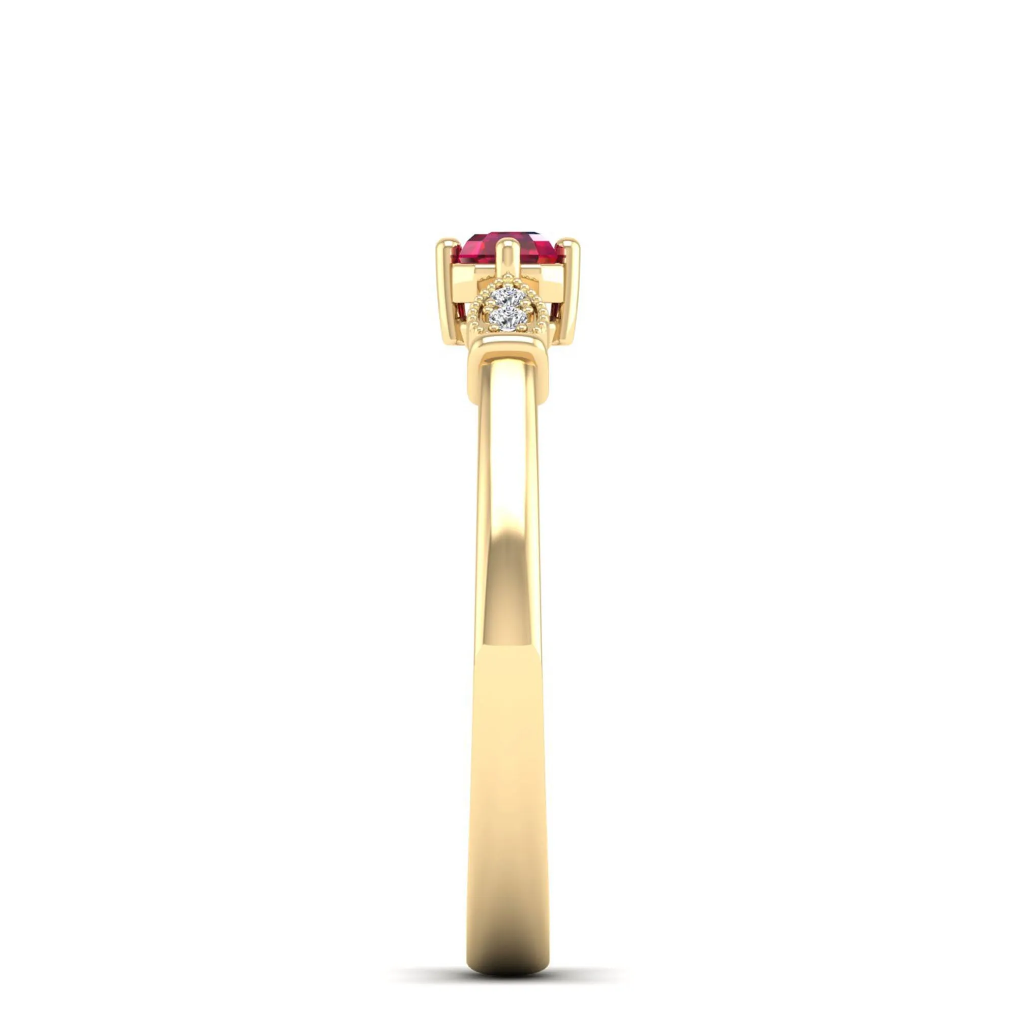 East-West Ruby and Filligree Diamond Ring