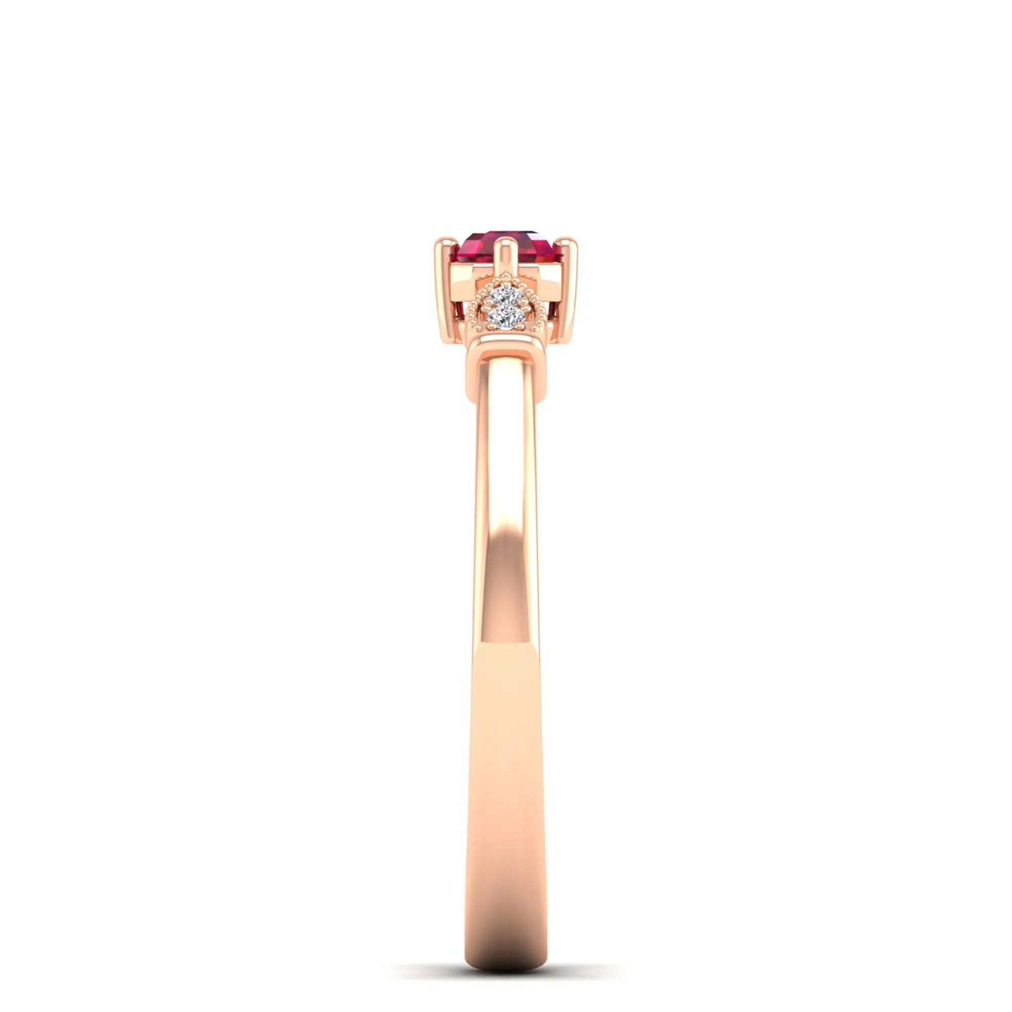 East-West Ruby and Filligree Diamond Ring