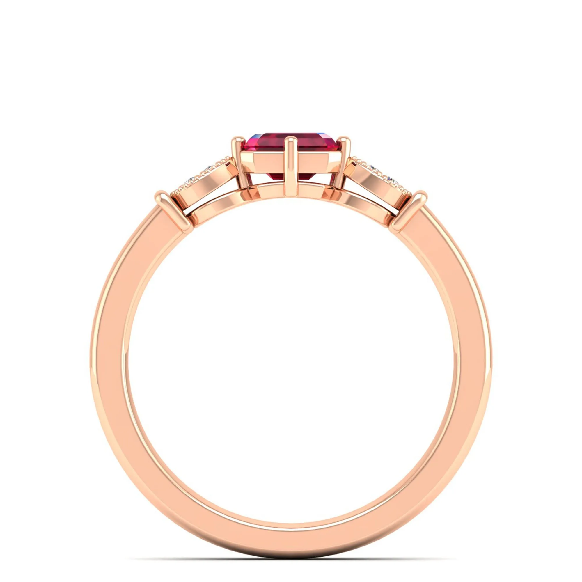 East-West Ruby and Filligree Diamond Ring