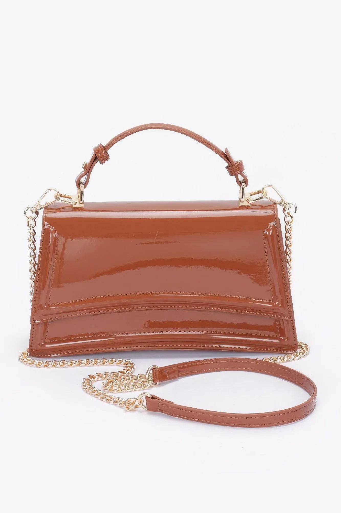 Enamel Top Handle Flap Bag