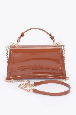 Enamel Top Handle Flap Bag
