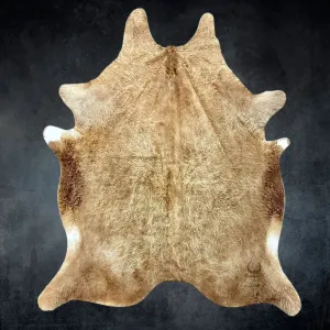 Extra Large Beige Cowhide Rug Size 6.9 x 7.5 ft---5010