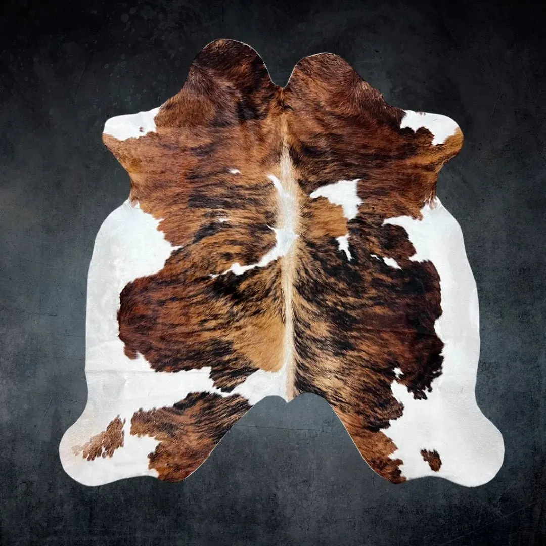 Extra Large Tricolor Cowhide Rug Size 7.11 x 7.7 ft---5083