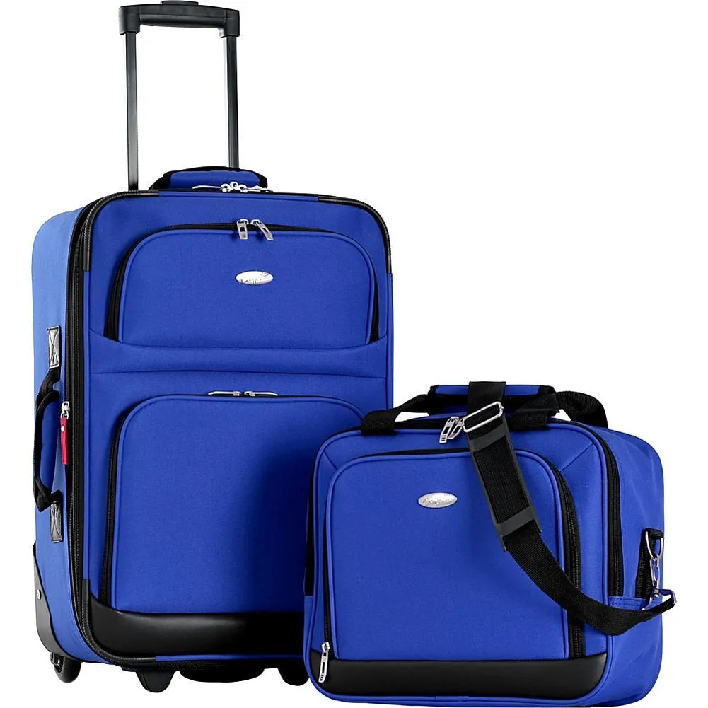 famous lets travel 2 piece carry on luggage set -
