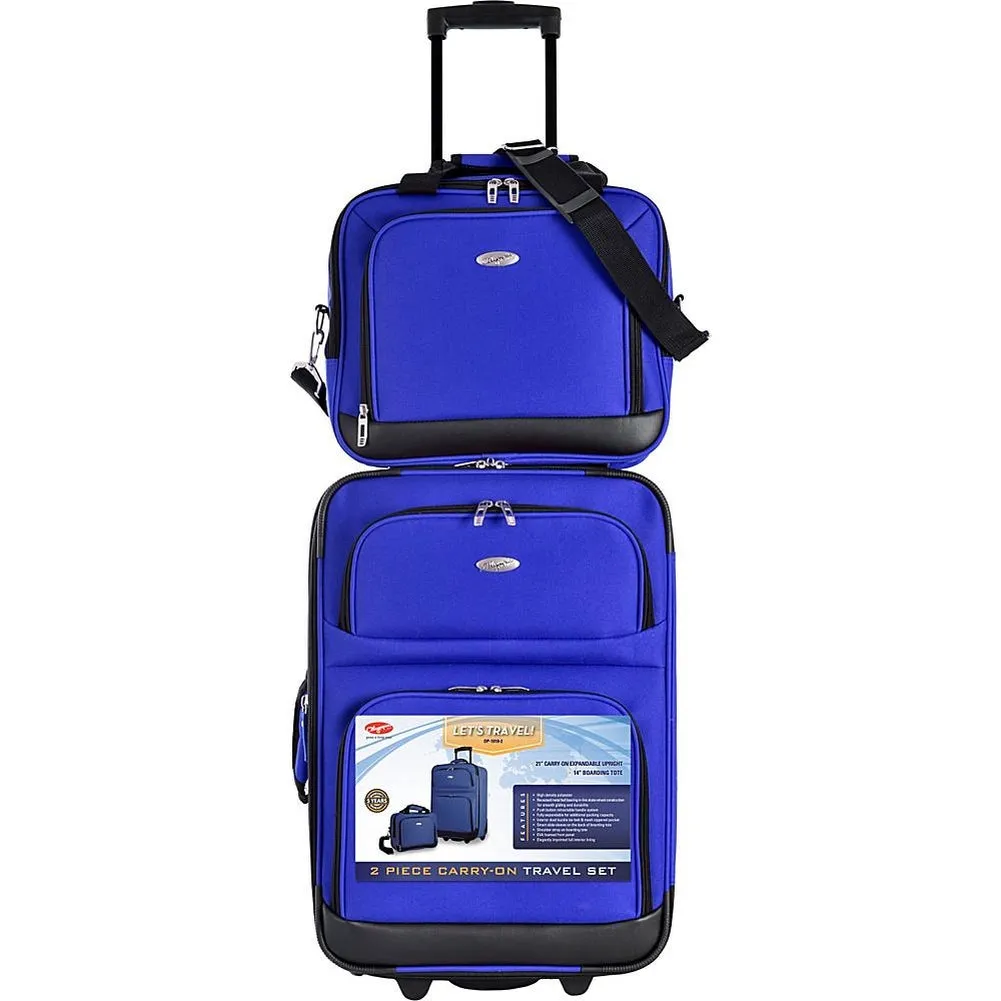 famous lets travel 2 piece carry on luggage set -