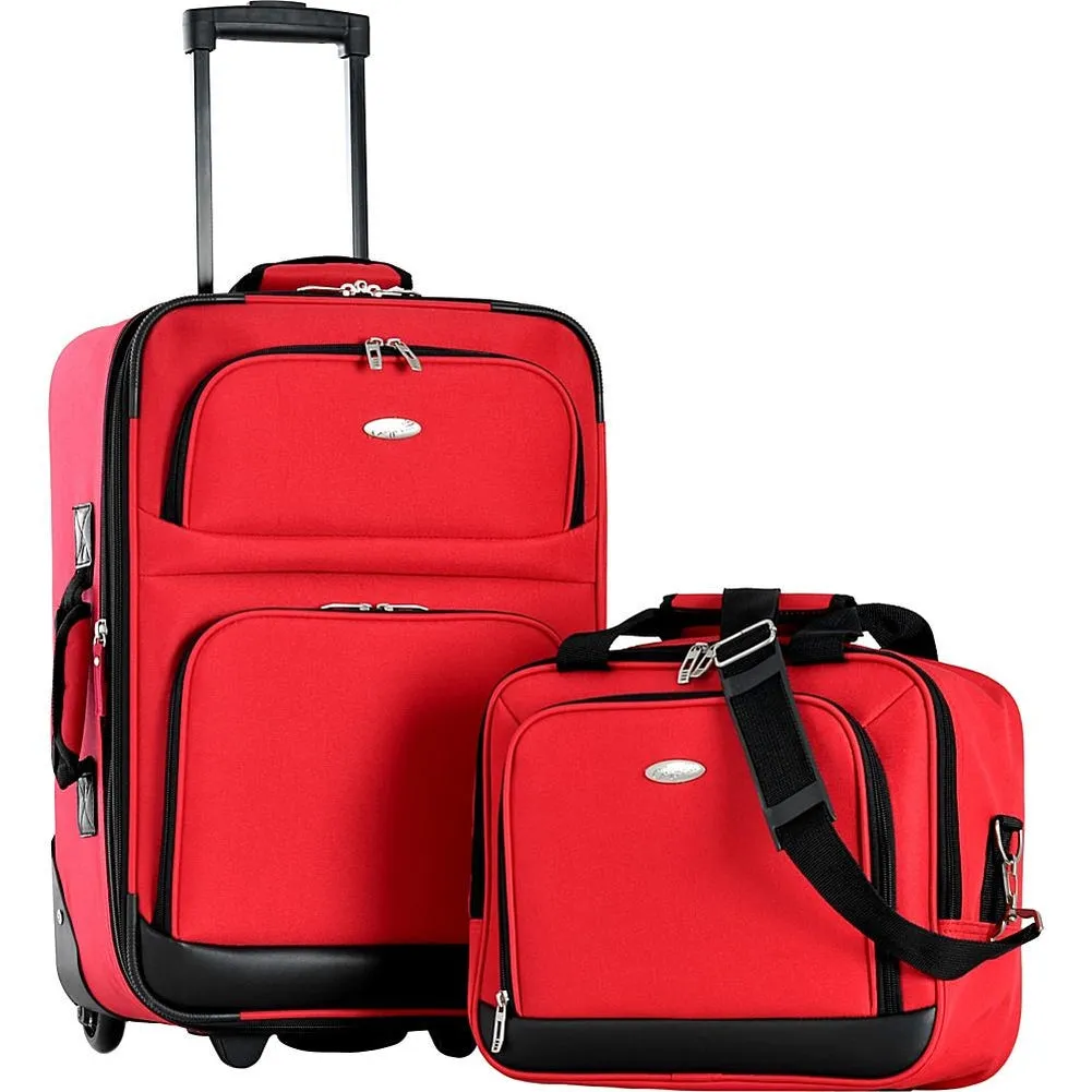 famous lets travel 2 piece carry on luggage set -