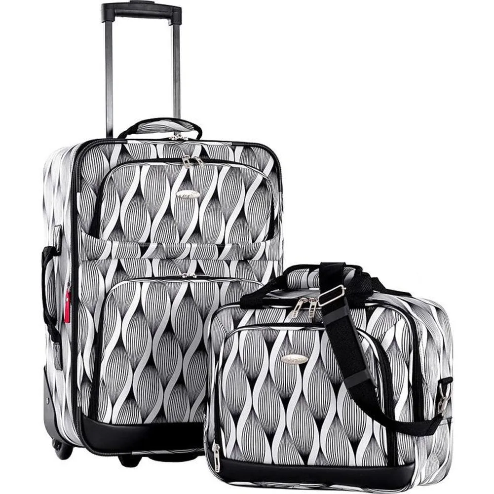famous lets travel 2 piece carry on luggage set -